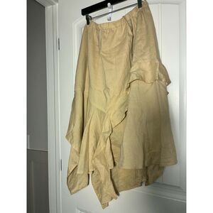 Lino USA Ladies Yellow 100% Linen Midi Skirt XL